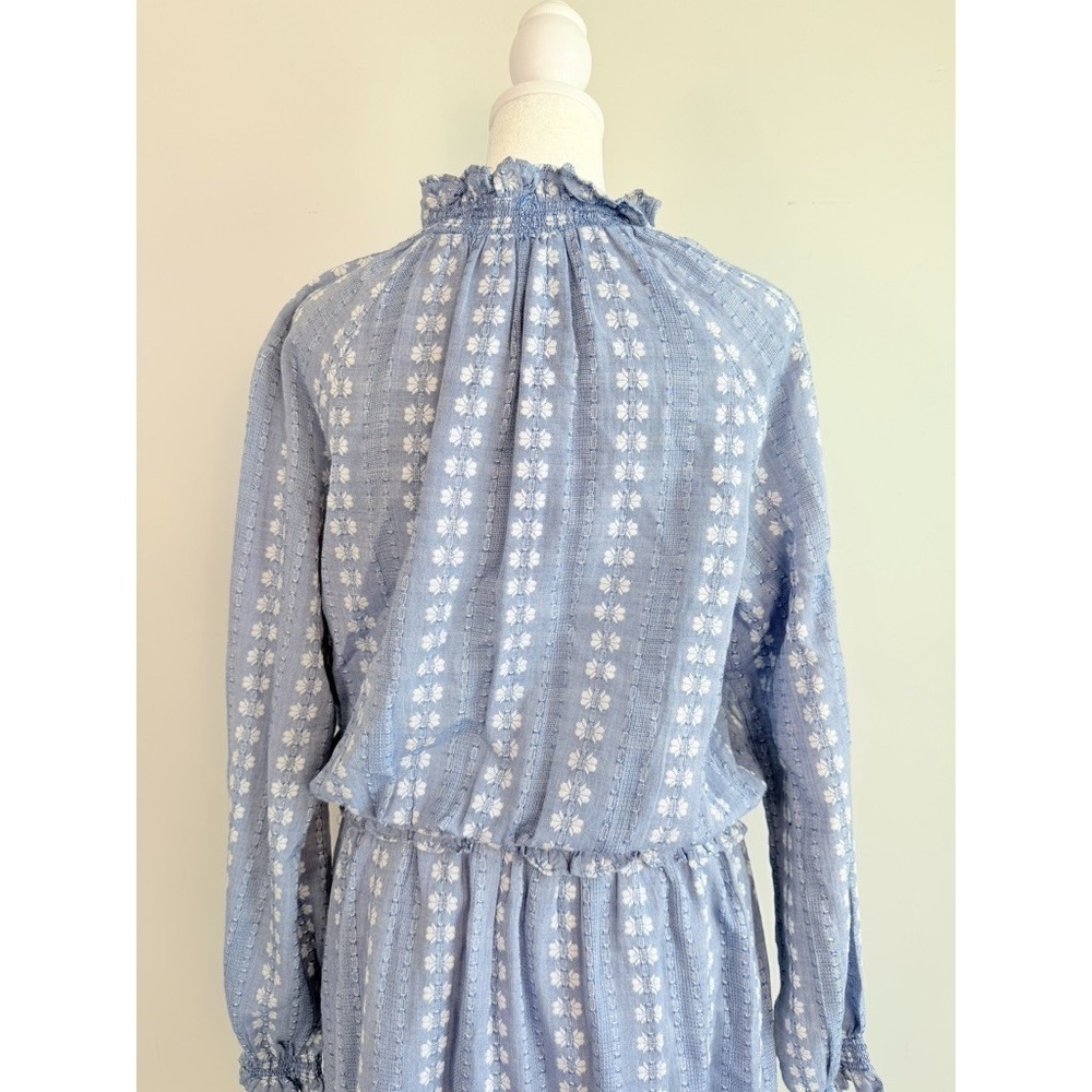 Veronica Beard Espie Smocked Mini Dress Medium Cotton Boho Prairie Cottagecore - Picture 7 of 10